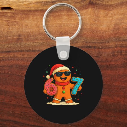 Funny Gingerbread Six Seven 67 Ice Cream Drip Chri Sleutelhanger (Voorkant)