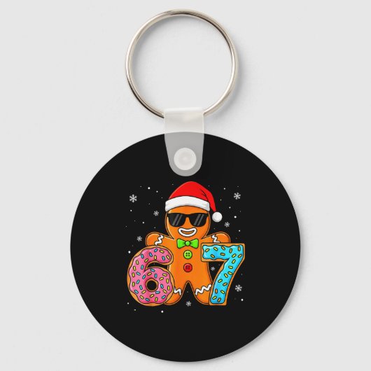 Funny Gingerbread Six Seven 67 Ice Cream Drip Chri Sleutelhanger (Voorkant)
