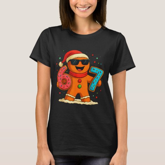 Funny Gingerbread Six Seven 67 Ice Cream Drip Chri T-shirt (Voorkant)