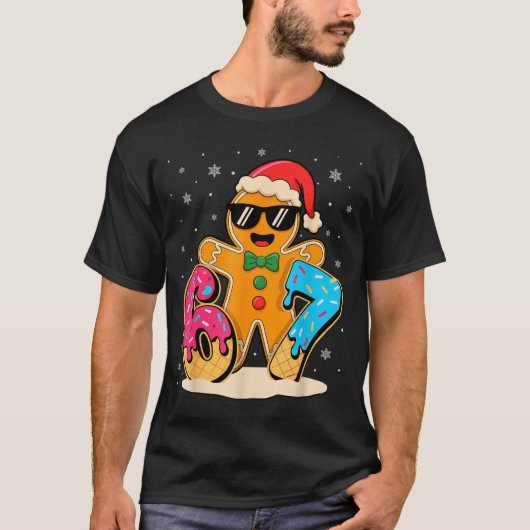 Funny Gingerbread Six Seven 67 Ice Cream Drip Chri T-shirt (Voorkant)