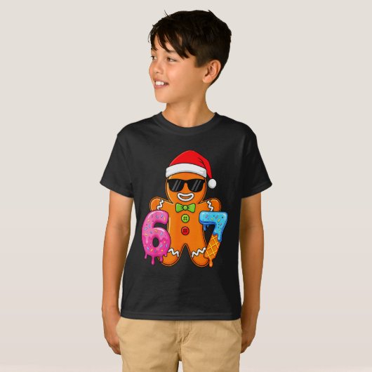 Funny Gingerbread Six Seven 67 Ice Cream Drip Chri T-shirt (Voorkant volledig)