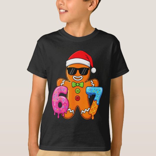 Funny Gingerbread Six Seven 67 Ice Cream Drip Chri T-shirt (Voorkant)
