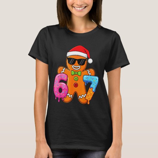 Funny Gingerbread Six Seven 67 Ice Cream Drip Chri T-shirt (Voorkant)