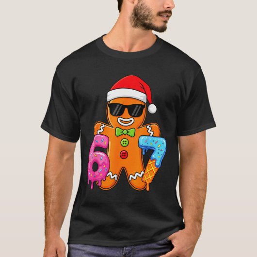 Funny Gingerbread Six Seven 67 Ice Cream Drip Chri T-shirt (Voorkant)