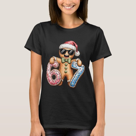 Funny Gingerbread Six Seven 67 Ice Cream Drip Chri T-shirt (Voorkant)