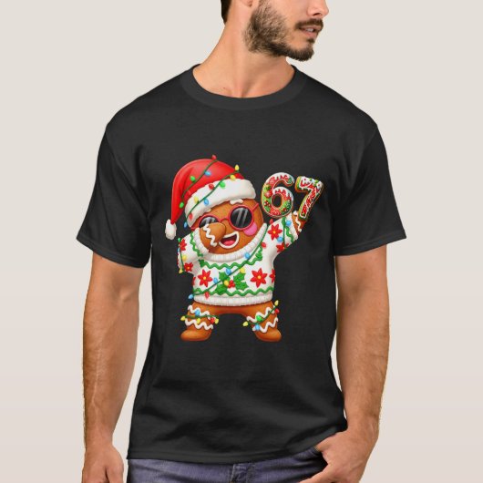 Funny Gingerbread Six Seven 67 Ice Cream Drip Chri T-shirt (Voorkant)