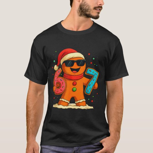 Funny Gingerbread Six Seven 67 Ice Cream Drip Chri T-shirt (Voorkant)