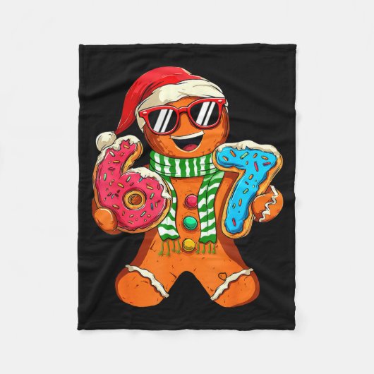 Funny Gingerbread Six Seven 67 Meme Ice Cream Chri Fleece Deken (Voorkant)