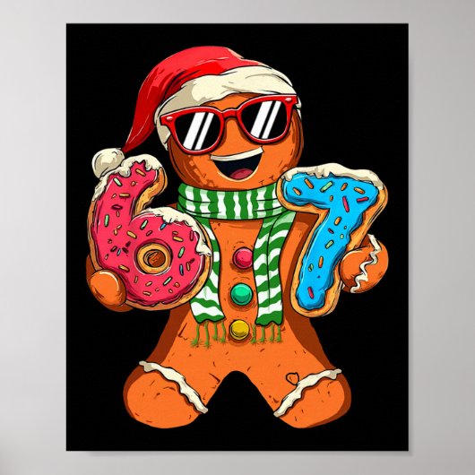 Funny Gingerbread Six Seven 67 Meme Ice Cream Chri Poster (Voorkant)