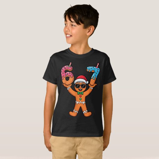 Funny Gingerbread Six Seven Meme Christmas Brainro T-shirt (Voorkant volledig)
