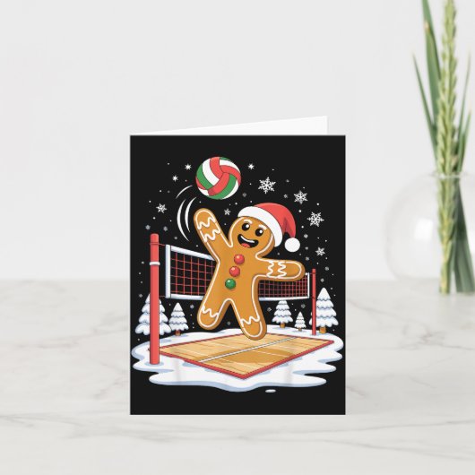 Funny Gingerbread Volleyball Player Christmas  Kaart (Voorkant)