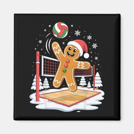 Funny Gingerbread Volleyball Player Christmas Magneet (Voorkant)
