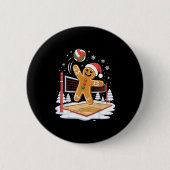Funny Gingerbread Volleyball Player Christmas  Ronde Button 5,7 Cm (Voorkant)