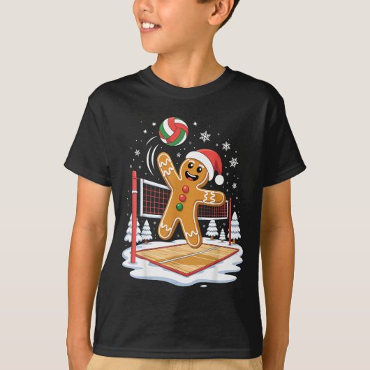 Funny Gingerbread Volleyball Player Christmas  T-shirt (Voorkant)
