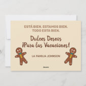 Funny Gingerbrood Alles is goed Spaans Feestdagenkaart (Achterkant)