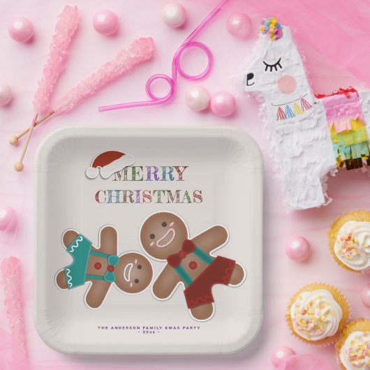 Funny Gingerbrood Cookies Kerstfeestdag Papieren Bordje (Feest)