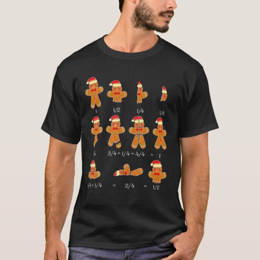 Funny Gingerbrood Man Fraction Bill Wiskunde kerst T-shirt (Voorkant)