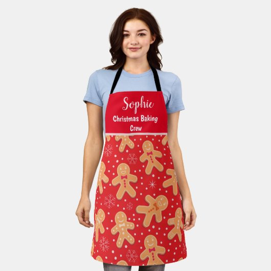 Funny Gingerbrood man koekjes eigen naam Schort (Gedragen)