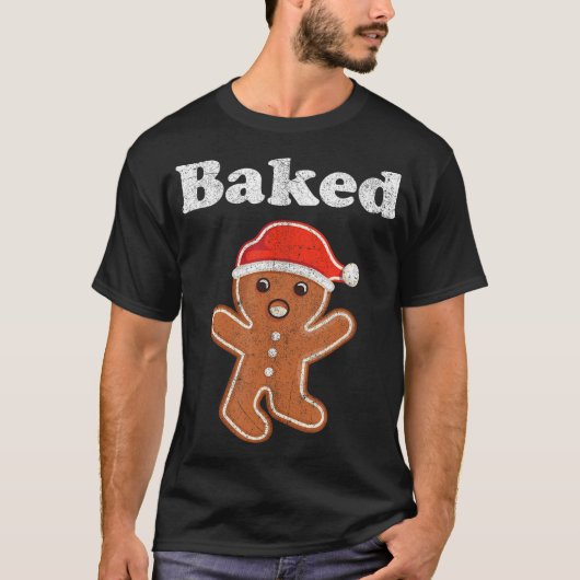 Funny Gingerbrood Man met koekje die Adult ChH bak T-shirt (Voorkant)