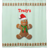 Funny Gingerbrood Man met Santa Hat Douchegordijn (Voorkant)