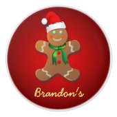 Funny Gingerbrood Man met Santa Hat Keramische Knop (Voorkant)