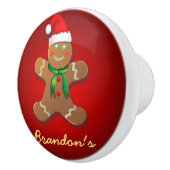 Funny Gingerbrood Man met Santa Hat Keramische Knop (Rechts)