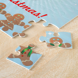 Funny Gingerbrood Man met Santa Hat Legpuzzel