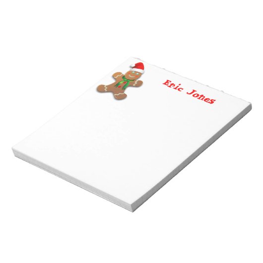 Funny Gingerbrood Man met Santa Hat Notitieblok (Linkerzijde)