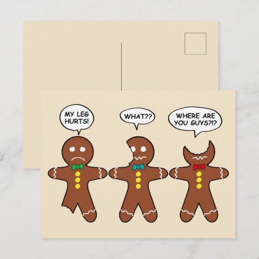 Funny Gingerbrood Men Cookies Feestdagenkaart (Voorkant / Achterkant)