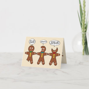 Funny Gingerbrood Men Cookies Holiday Folkkaart Feestdagen Kaart