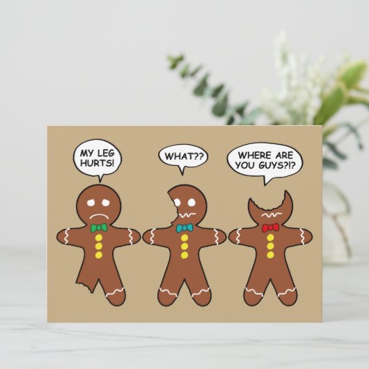 Funny Gingerbrood Men Cookies Holiday Humor Card Feestdagenkaart (Staand voorkant)