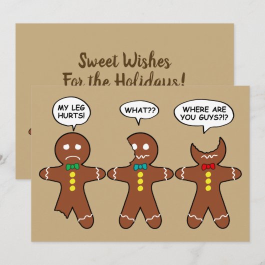 Funny Gingerbrood Men Cookies Holiday Humor Card Feestdagenkaart (Voorkant / Achterkant)