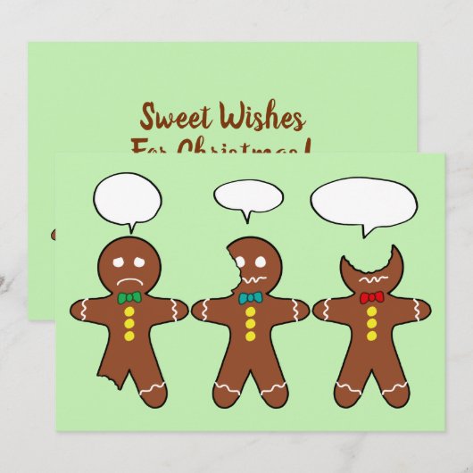 Funny Gingerbrood Men Koekjes gaan Jouw tekst binn Feestdagenkaart (Voorkant / Achterkant)