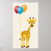 Funny giraf met kleurrijke ballonnen poster (Voorkant)