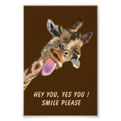 Funny Giraffe Aangepaste tekst Poster Kies kleuren (Voorkant)