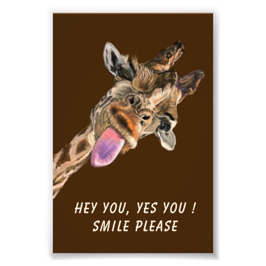 Funny Giraffe Aangepaste tekst Poster Kies kleuren (Voorkant)