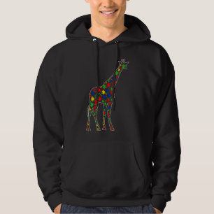 Funny Giraffe Animals Puzzle Piecessm Awarene Hoodie