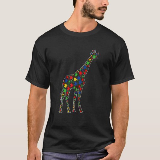 Funny Giraffe Animals Puzzle Piecessm Awarene T-shirt (Voorkant)