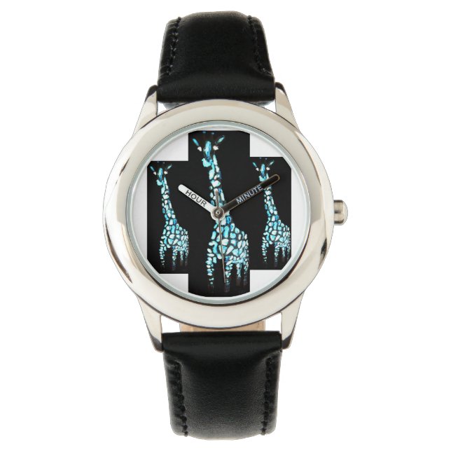 Funny Giraffe Art Wilde Dieren Horloge (Voorkant)