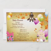 Funny Giraffe, Baby Girl en Cupcakes Baby shower Kaart (Achterkant)