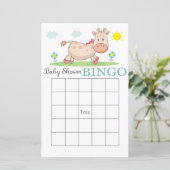 Funny Giraffe baby shower bingo card (Staand voorkant)