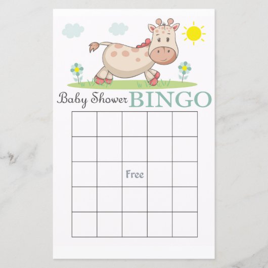 Funny Giraffe baby shower bingo card (Voorkant)