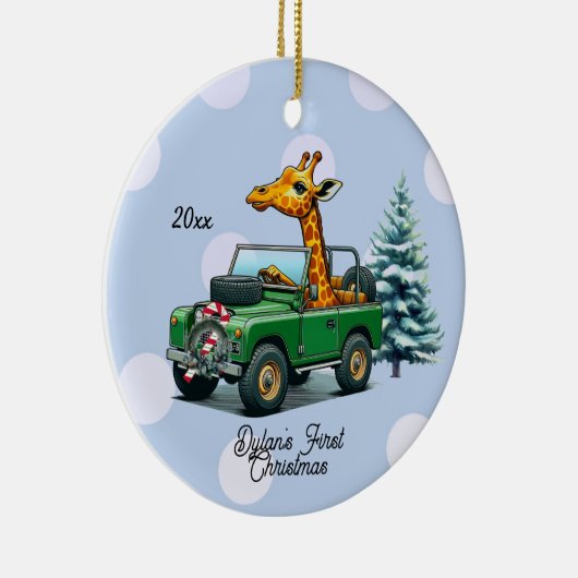Funny Giraffe Baby's Eerste Kerstmis Keramisch Ornament (Rechts)