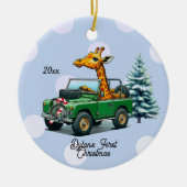 Funny Giraffe Baby's Eerste Kerstmis Keramisch Ornament (Voorkant)