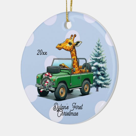 Funny Giraffe Baby's Eerste Kerstmis Keramisch Ornament (Links)