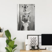 Funny Giraffe Bathroom Print, Reading Newspaper Poster (Thuiskantoor)