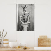 Funny Giraffe Bathroom Print, Reading Newspaper Poster (Keuken)