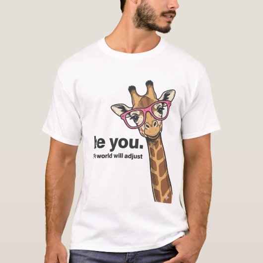 Funny Giraffe Be You Vintage Gravure Shirt Ontwerp (Voorkant)