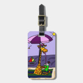 Funny Giraffe bij het strand Bagagelabel (Voorkant verticaal)