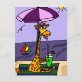 Funny Giraffe bij het strand Briefkaart (Voorkant)